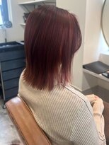 カノエ 福岡香椎店(canoe)&nbsp;カシスレッド 切りっぱなし 顔周り 艶髪 ブリーチ ハイトーン