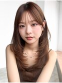 フェイスフレーミング前髪カット顔周りレイヤーロング_F21068