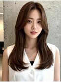 ハイライトクラゲヘアミニボブ成人式パーマミディアム裾カラー