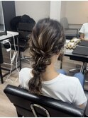 ヘアアレンジヘアセットお呼ばれヘアポニーテール編みおろし
