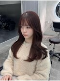 韓国レイヤーカット/くびれヘア/レッドブラウン