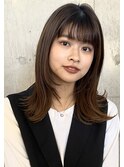 大人可愛いくびれ外ハネミディ×アメトリングレージュ