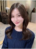 (韓国風/くびれヘア/縮毛矯正/前髪/韓国レイヤー/小顔)