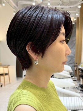 ソワネ 表参道(soigne) 表参道白髪ぼかしハイライトマッシュショートアッシュグレー40代