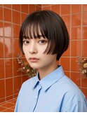 シースルーバングミニボブ