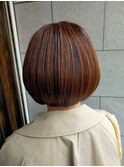 白髪ぼかしハイライト ショートボブ