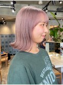 渋谷ブリーチカラータッセルボブ顔周りレイヤー切りっぱなしボブ