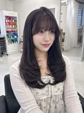 ハピネス 梅田茶屋町店(HAPPINESS) 韓国ヘア/顔周りカット/ブリーチなし/ラベンダーグレージュ