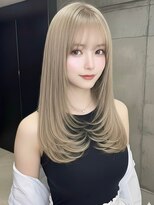 ラピス 渋谷本店(Lapis) ミルクティーカラー/ミディアムレイヤー/シールエクステ/韓国風