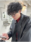 20代30代メンズスパイラルパーマワイルドオシャレ感アッシュ