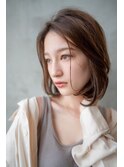 大人かわいい前髪セシルカットココアブラウンフリンジウェーブ