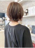 福山市美容室Caary人気 春夏ヘアぱつんとクビレ外ハネボブ