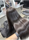 艶髪 まろやかグレージュ 透明感 髪質改善ストレート