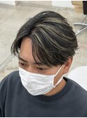メンズカットハイライト白髪ぼかし