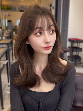 コート 表参道(Cote) 韓国ヘア 2wayバング 顔まわりカットNo.1 レイヤー グレージュ