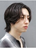メンズセンターパート七三分けパートニュアンスパーマ刈り上げ