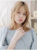 韓国風ハイトーンカラー外ハネくびれミディTd1志木10代20代30代
