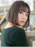 オリーブベージュ小顔切りっぱなしボブTb6志木20代30代40代
