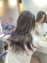 ブレンド 渋谷(BLend) ハイライトカラーくびれヘアアプリコットオレンジ