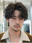 新橋メンズパーマツイストスパイラルパーマ波巻きニュアンス