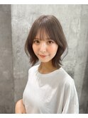 くびれボブ レイヤーボブ ベージュカラー 韓国ボブ