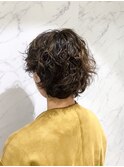 しっかり大きめカールが可愛いミックスパーマボブスタイル☆
