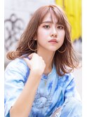 透け感ピンクブラウン×ニュアンス巻き