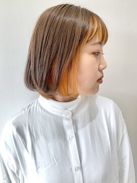 フォーク FOLK 【FOLK】インナーカラーオレンジ☆フェイスフレーミングカラー♪