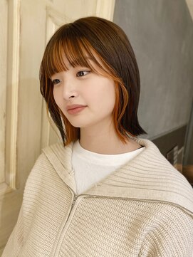 ボコカ(bococa) 《macana》インナーカラー　オレンジベージュ　ボブ