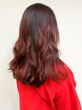 トップヘアー 玉島店(TOP HAIR) 《TOPHAIR 玉島店/ ぴーち》あか×ロング