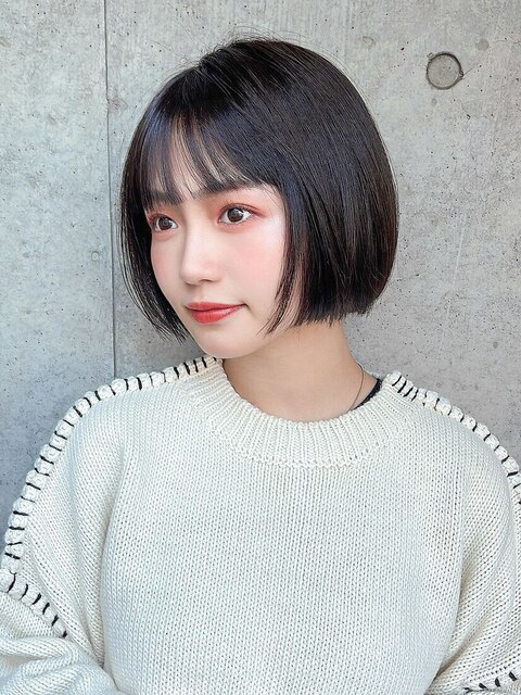 石塚／小顔ぱっつん黒髪ショートボブ10代20代30代韓国ヘア新宿