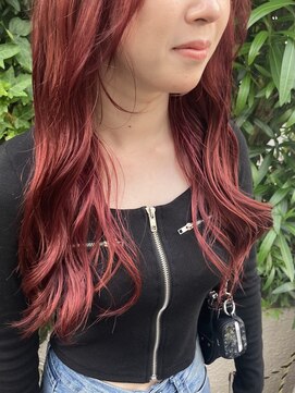 ヘアー アレス(hair ales) エフェクトブリーチ　ワンブリーチ　ハイトーンレッド