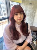 韓国カラー　韓国アイドル　カシスカラー　赤髪　ワンホン