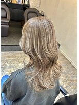 ブレンド 渋谷(BLend)&nbsp;前髪ハイライトカラーこなれミディイメチェンウェーブパーマ