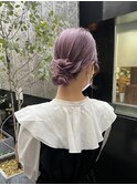 ラベンダーピンク.シニヨンアレンジ