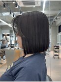 縮毛矯正ストレートくびれヘアヘアアレンジアプリコットオレンジ
