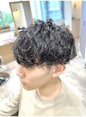 Haleブルーブラックフェザーパーマサーフカールニュアンスパーマ