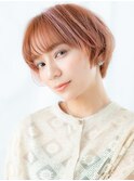 ピンクベージュハイライト丸みボブd小山20代30代