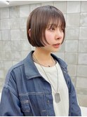 ミニボブ　前上がりボブ　透明感カラー　艶感カラー