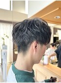 無造作パーマツイストスパイラルパーマツーブロックメンズカット