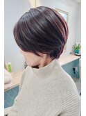 ショートボブ×ツヤ感ウォームブラウン
