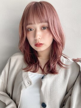 リヤン 表参道(lyann) イメチェン前髪ピンクベージュミディアムレイヤーカットa