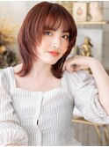 暖色系カラーひし形ミディ小顔ハッシュカットa大宮20代30代40代