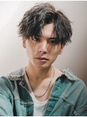 センターパート/ツイストスパイラル／メンズパーマ／四条烏丸