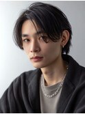 大人メンズリバースセンターパート/骨格補正パーマで小顔