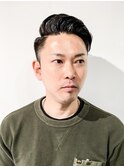 七三コンマオールバックツイストパーマヘア