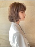 ボブレイヤー・ベージュ・顔周りカット・銀座日比谷20代30代