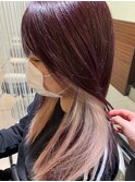 おしゃれな大人のインナーカラー ピンクバイオレット ブリーチ