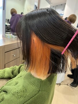 ヘアサロン アウラ(hair salon aura) オレンジインナーカラーオレンジカラーインナーカラー