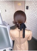 シニヨン カチモリ 参列ヘア